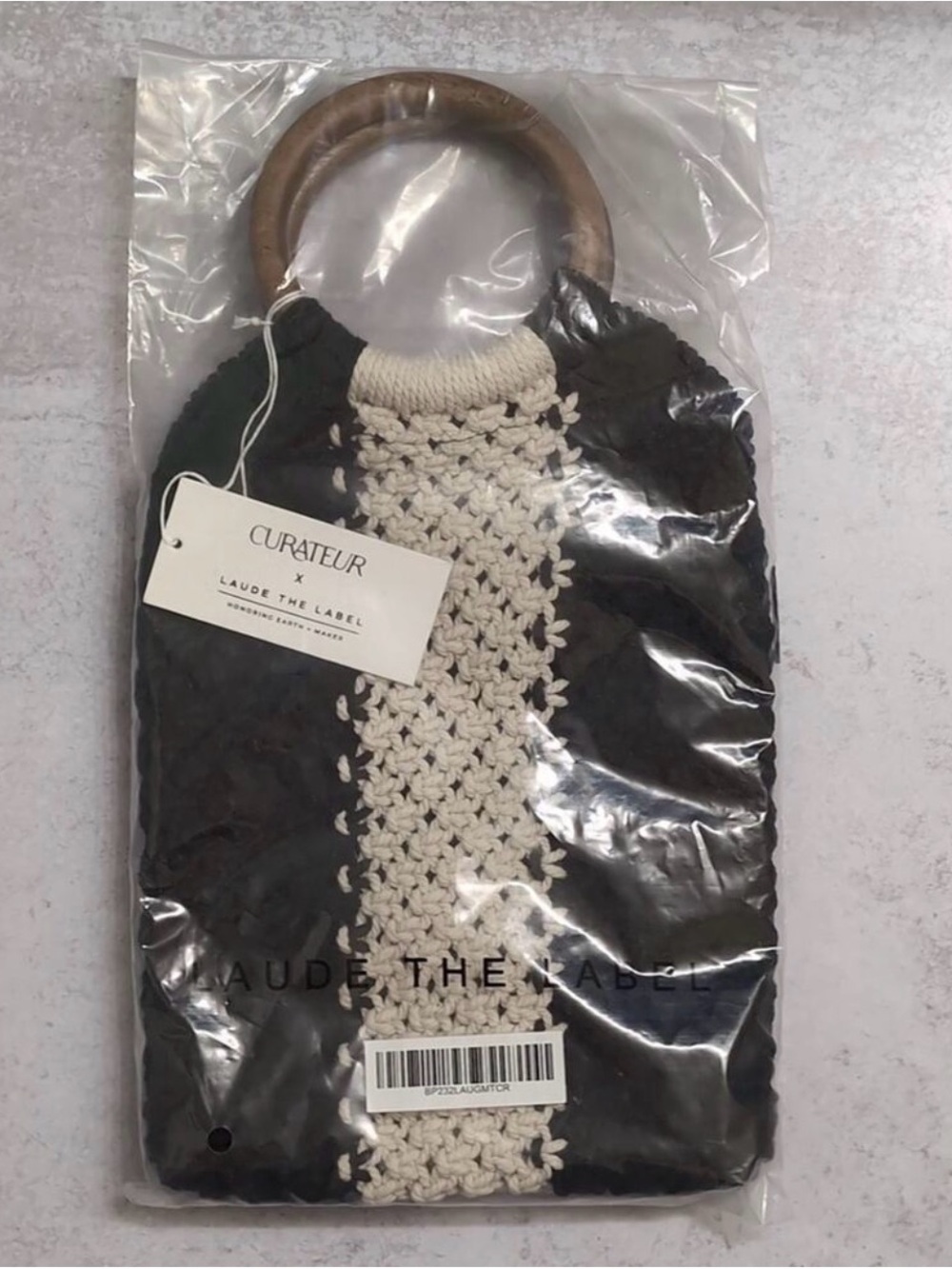 Laude The Label Gabby Mini Macrame Bag with Wooden Handles